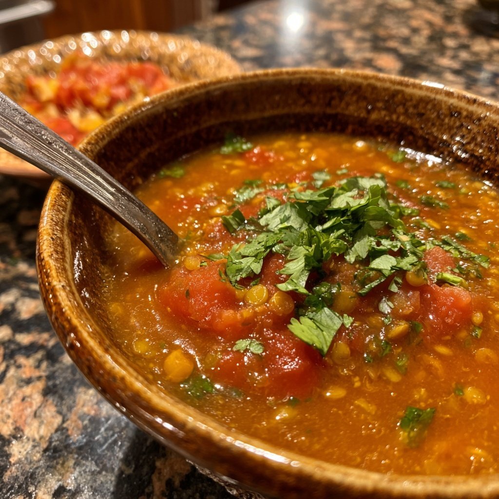 Healthy Crockpot Tomato Lentil Soup