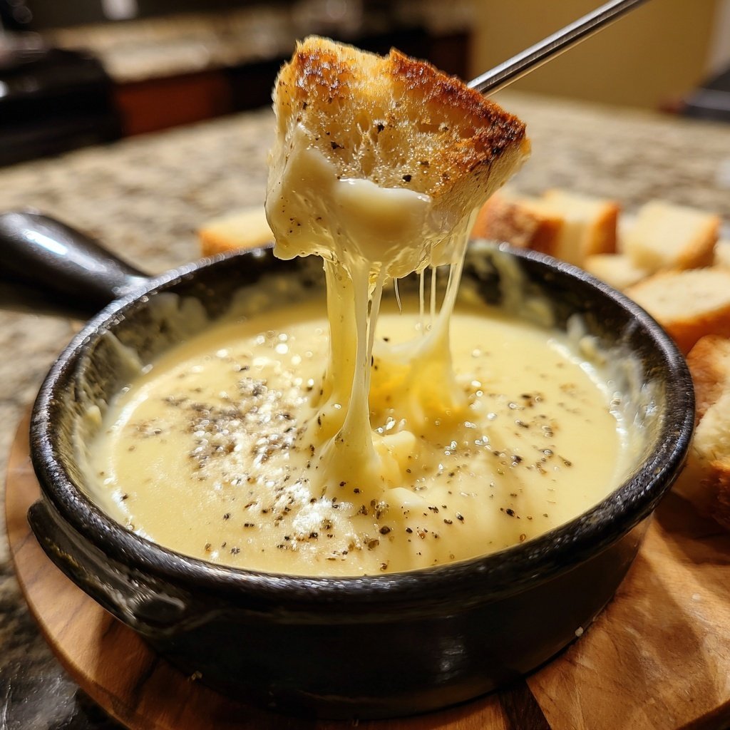 Fondue with Swiss Cheese and White Pepper