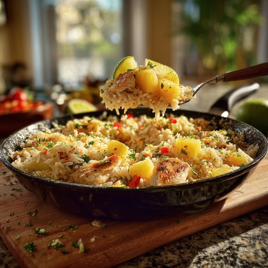 Pineapple Lime Chicken Rice Skillet