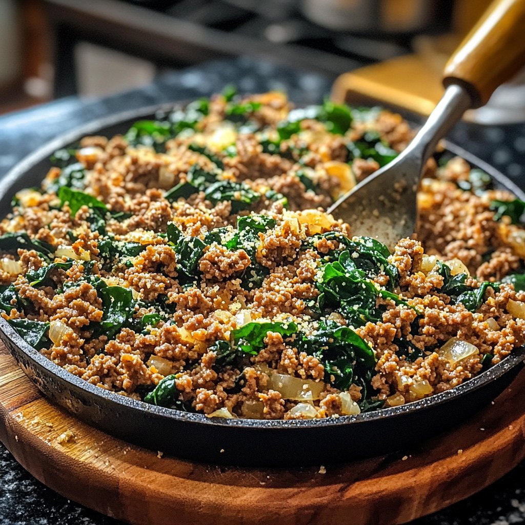 Ground Beef Skillet with Spinach